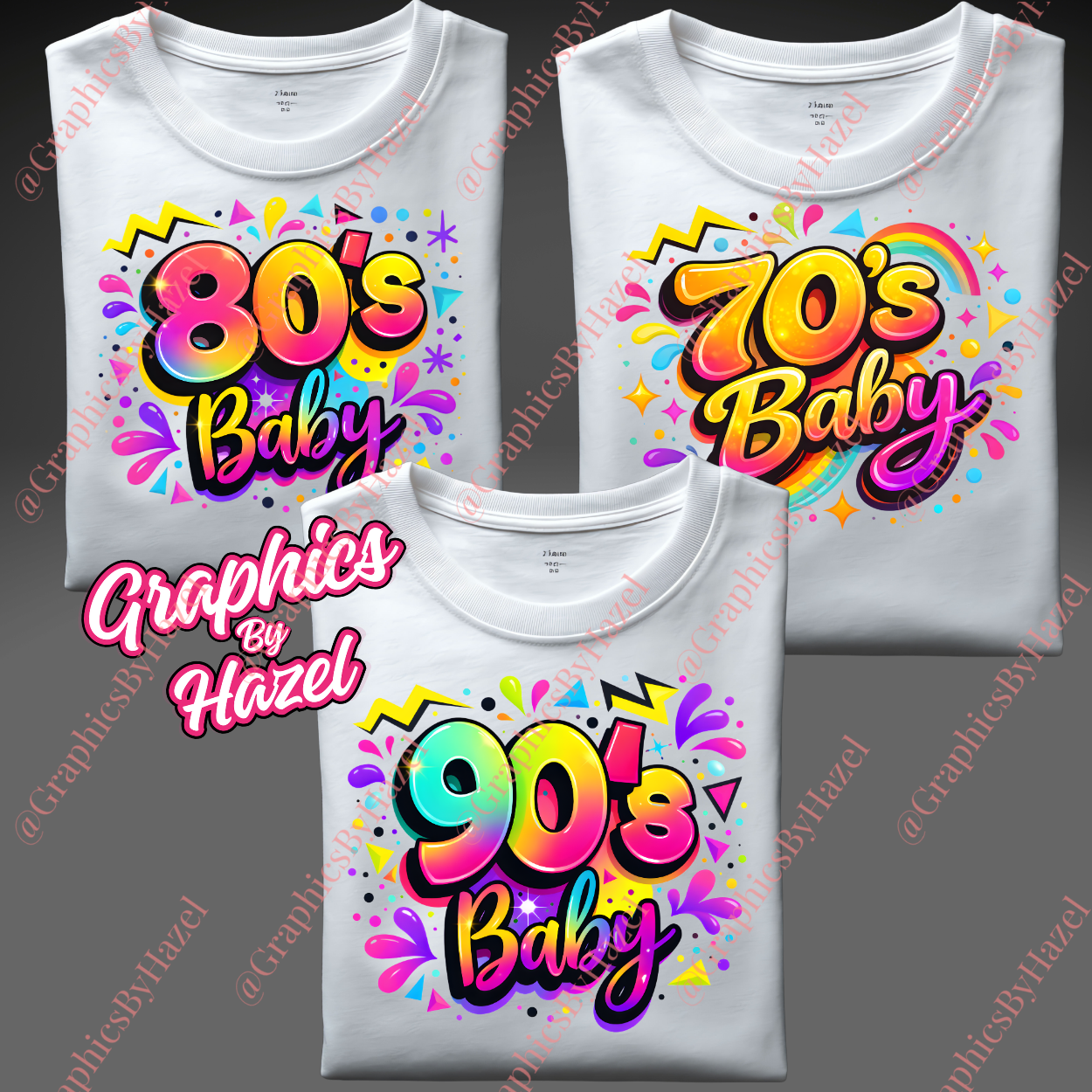Retro “80’s Baby • 90’s Baby • 70’s Baby” PNG Designs