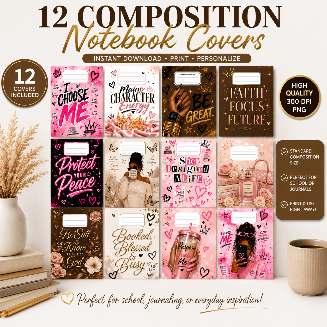 12 Faith & Motivational Composition Notebook Covers