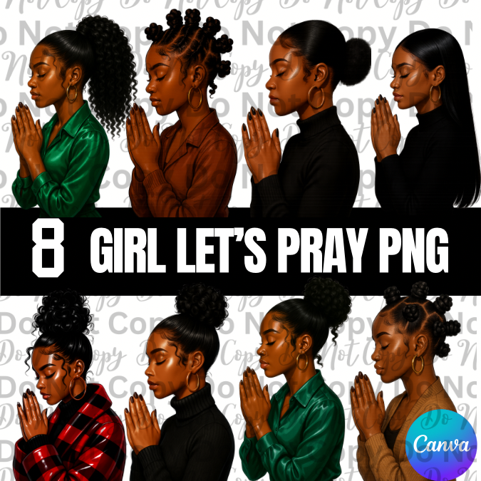 8 Girl Let’s Pray – Journal Cover PNG Set
