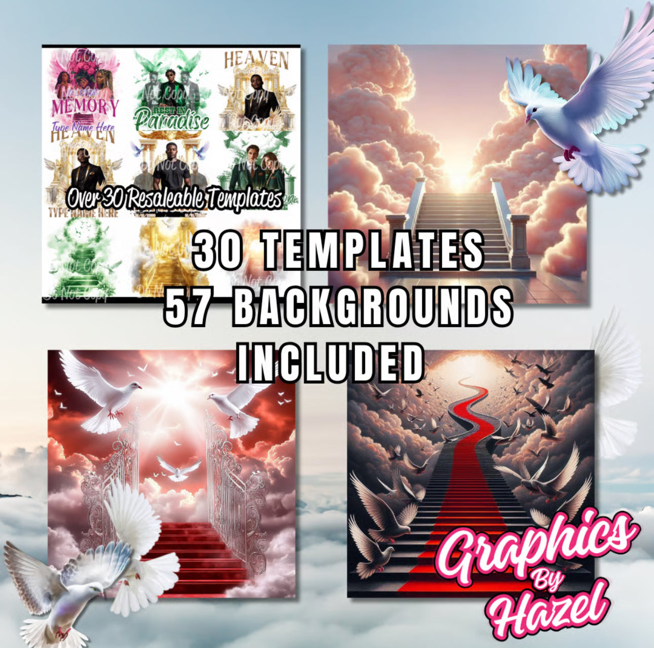 Heavenly Farewell Templates- Editable & Resell Ready
