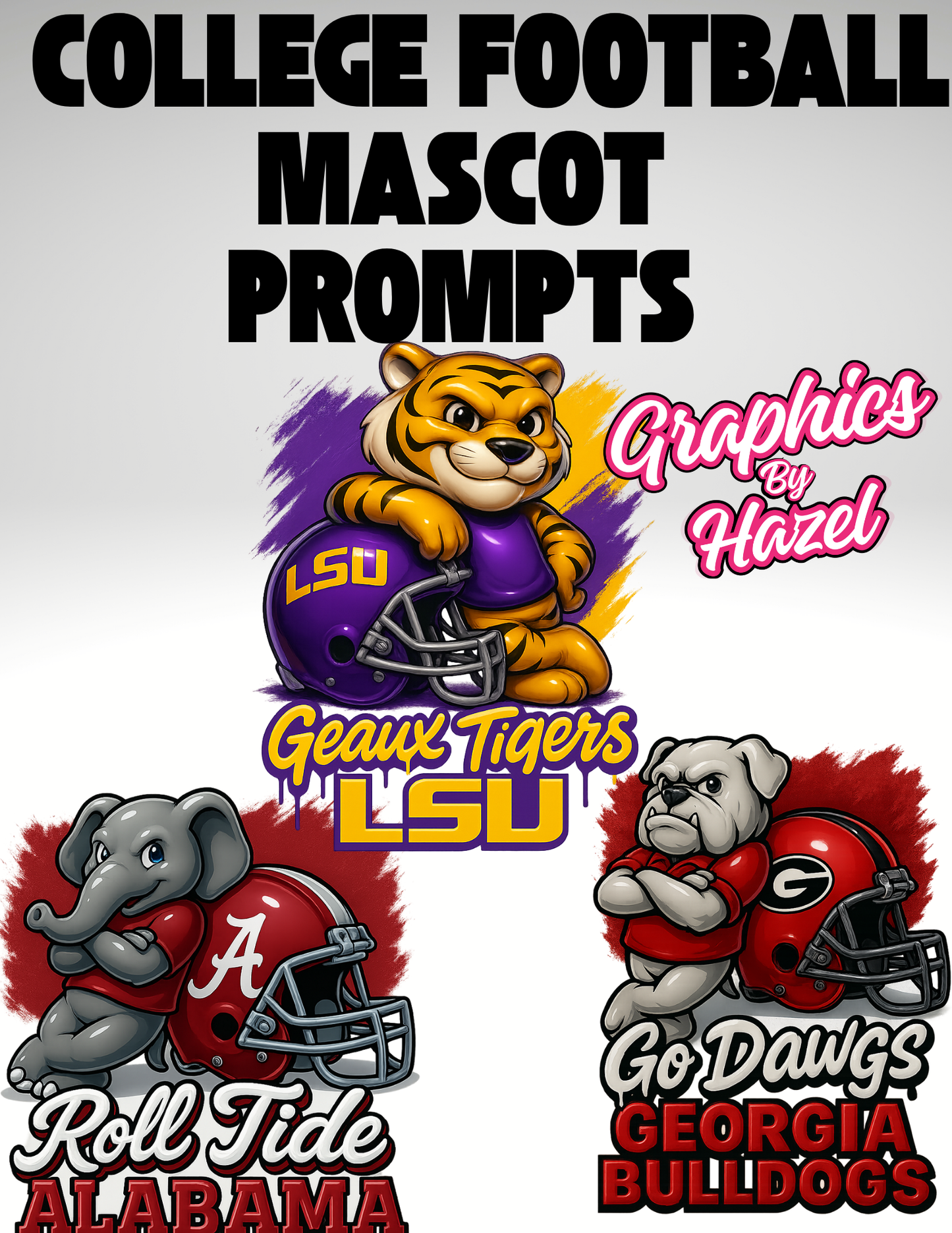 College Football Mascot Prompt Pack (20 Teams) Includes Resale Rights