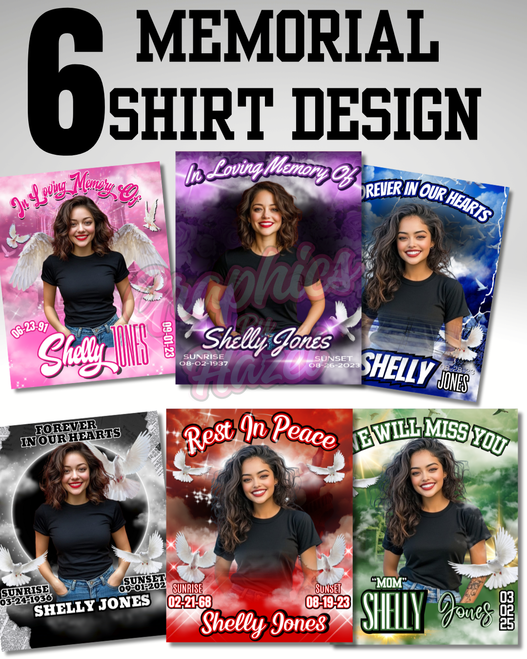 6 Memorial Shirt Designs (Editable In Canva)
