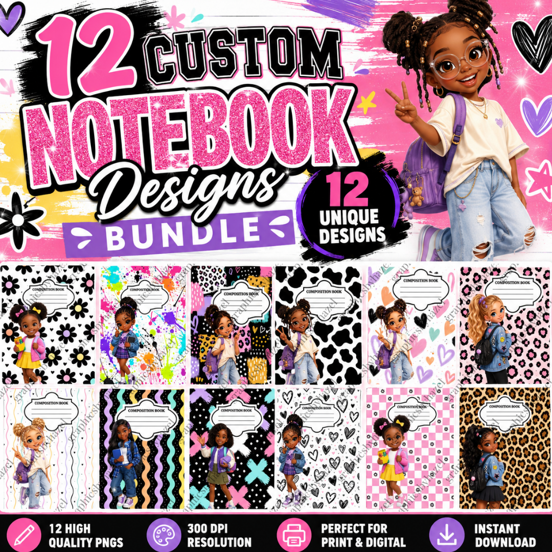 12 Custom Composition Notebook Designs Bundle