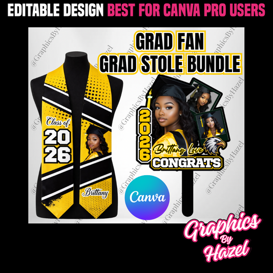 Grad Fan + Grad Stole Canva Bundle