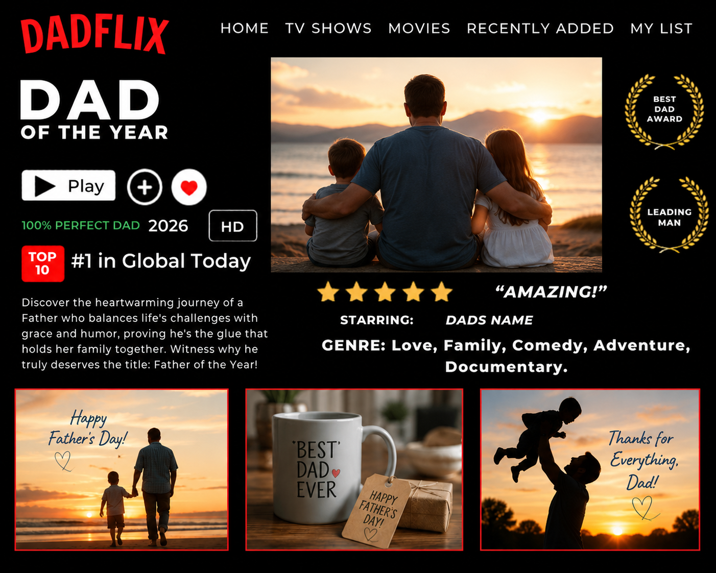 🎬 DADFLIX Father’s Day Tribute Template
