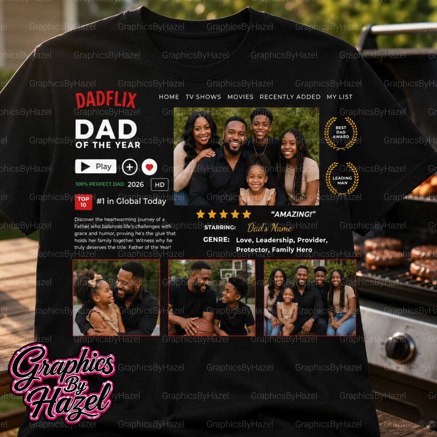 DADFLIX™ Dad of the Year Custom Photo Shirt