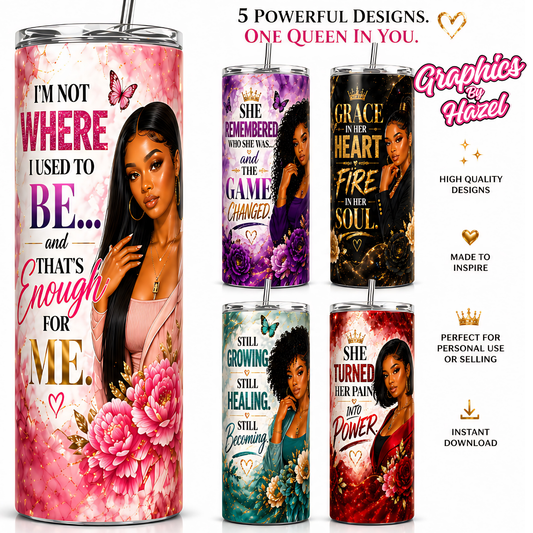 5 Queen-Inspired Tumbler Wrap Bundle (Pre-Sized | Canva Access)