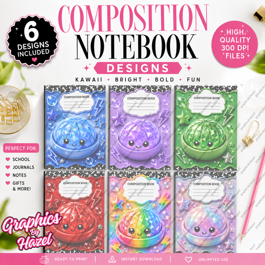 Kawaii Composition Notebook Cover Bundle