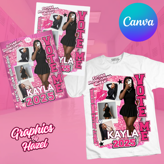 Homecoming Vote Me Flyer & T-Shirt Design | Canva Template