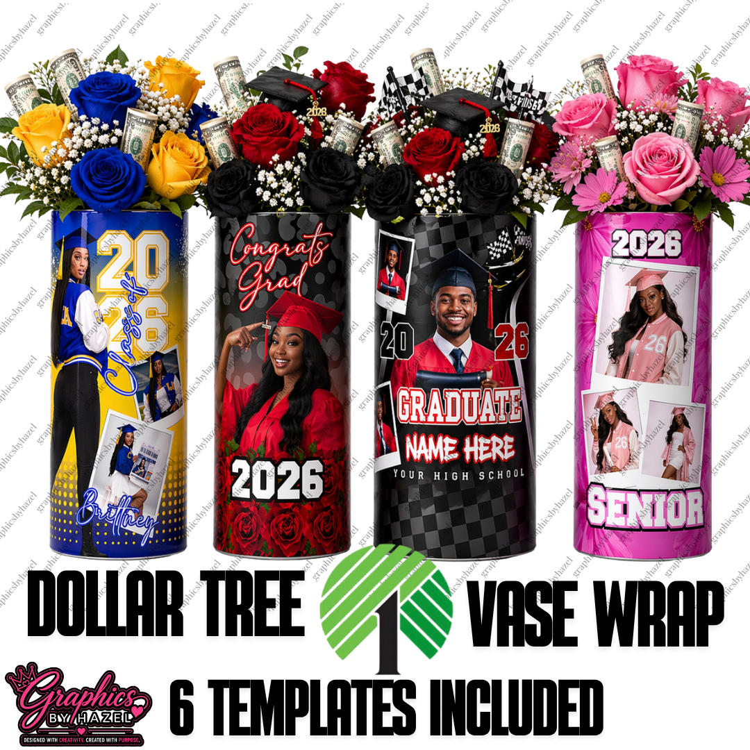 Dollar Tree Graduation Vase Templates (Set of 6)