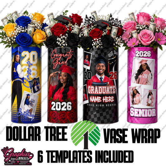 Dollar Tree Graduation Vase Templates (Set of 6)