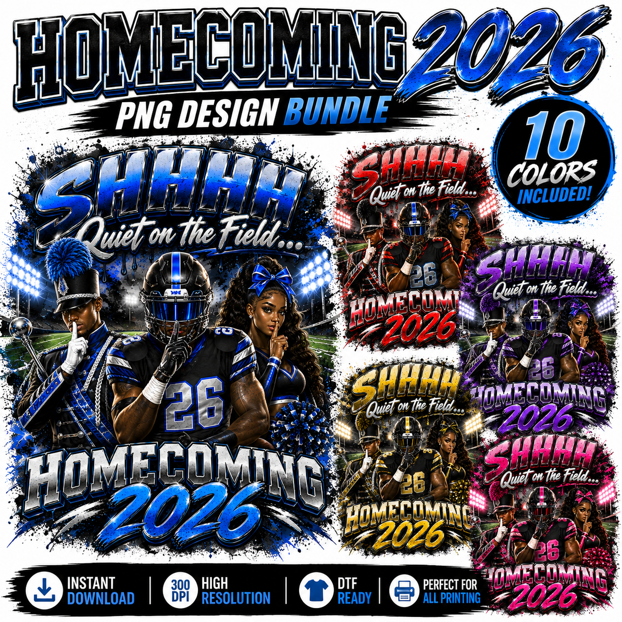Homecoming 2026 PNG Design Bundle — 10 Colors Included