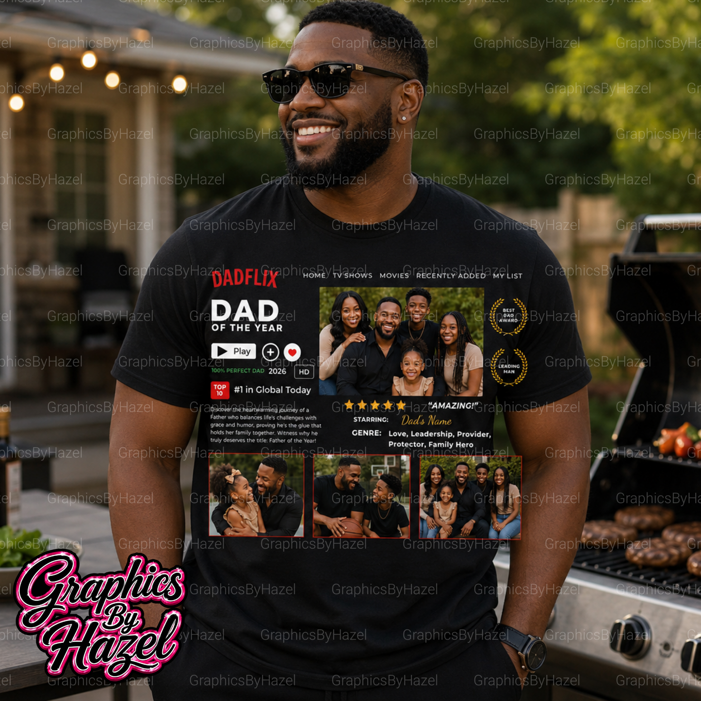 DADFLIX™ Dad of the Year Custom Photo Shirt