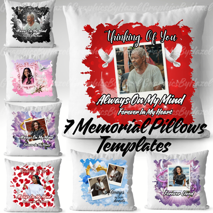 Memorial Pillow Template Pack (7 Designs)- Canva Pro Templates