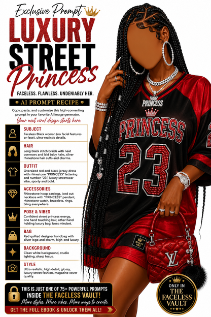THE FACELESS VAULT 75 Premium Faceless Black Woman Prompts with 25 bonus prompts