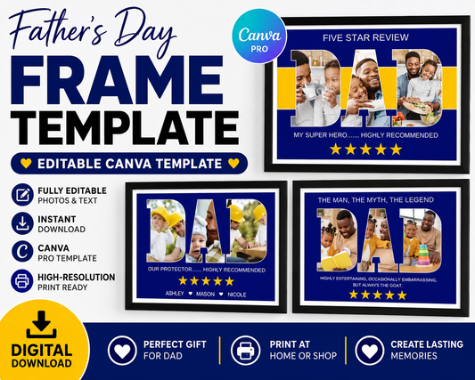Father’s Day Frame Template | Editable Canva Pro Template | Digital Download