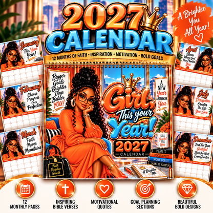 Girl, This Your Year! 2027 Calendar – Orange Edition | Digital PDF + Resell Rights