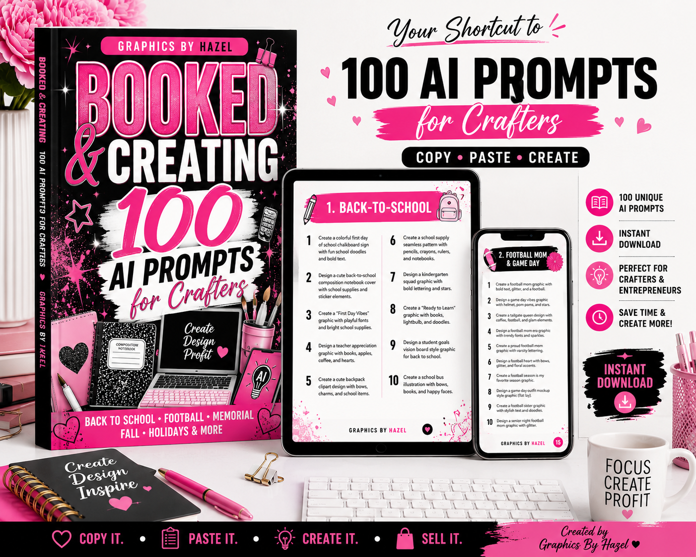 BOOKED & CREATING: 100 AI Prompts for Crafters