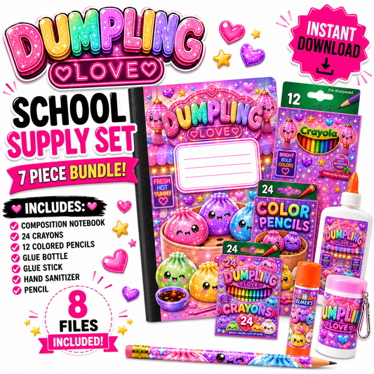 Dumpling Love School Supply Bundle – Digital Canva Template
