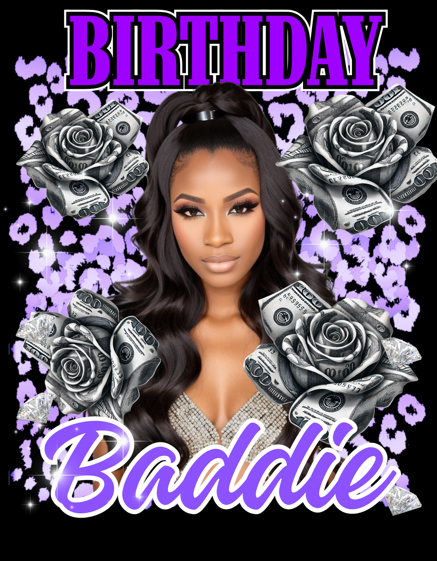Purple Money-Birthday Party Bundle Canva Template Shot Glass, Cups, Gift Bag & Party Fans