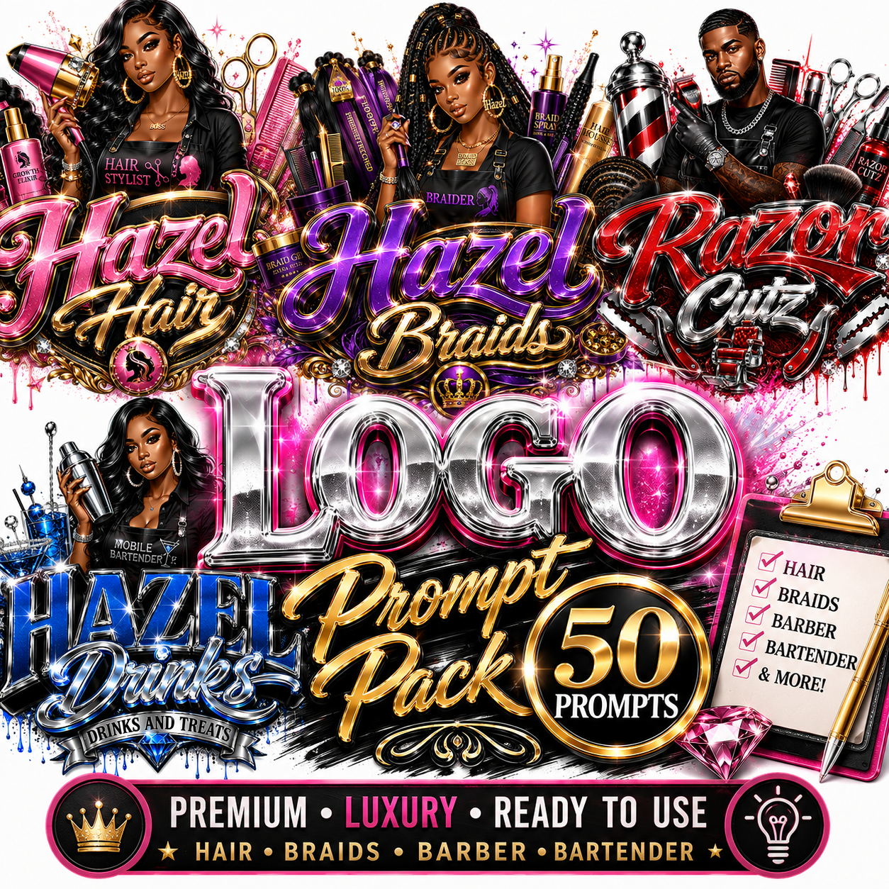 50 Premium Luxury Business Logo Prompt Pack