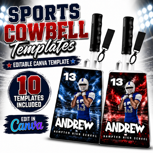 Sports Cowbell Frame — Editable Canva Template