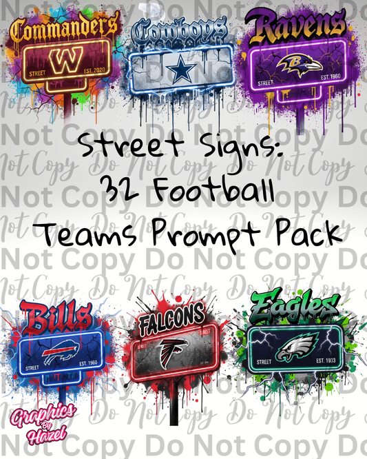 32 Football Street Signs- Prompt Book