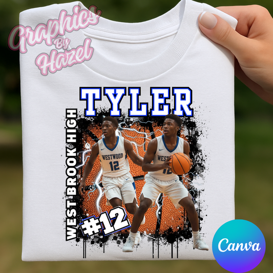 Basketball Shirt Design, Canva Template, Editable Gameday shirt