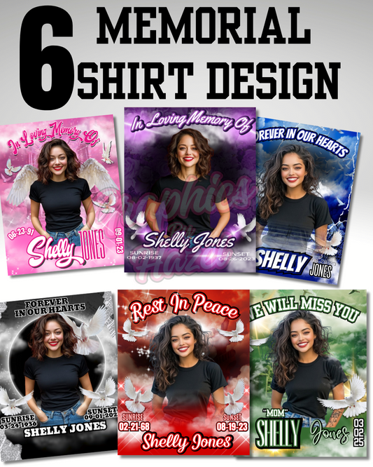 6 Memorial Shirt Designs (Editable In Canva)