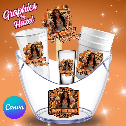 Orange and Brown Cheetah Birthday Party Bundle